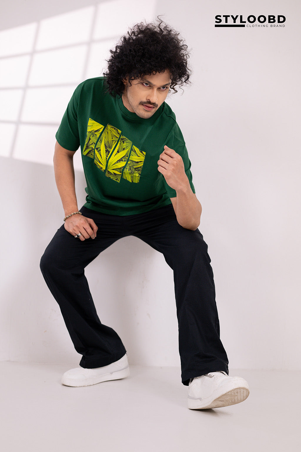 Premium Oversized Green Leaf Streetwear T-Shirt