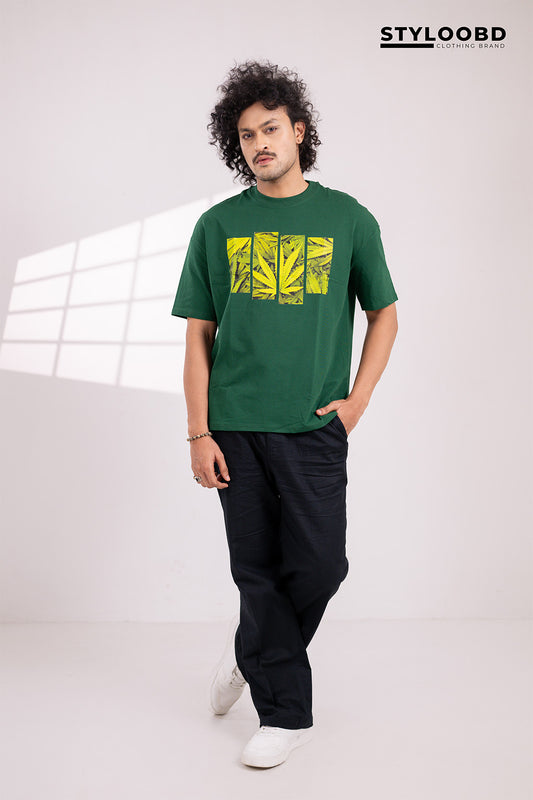 Premium Oversized Green Leaf Streetwear T-Shirt