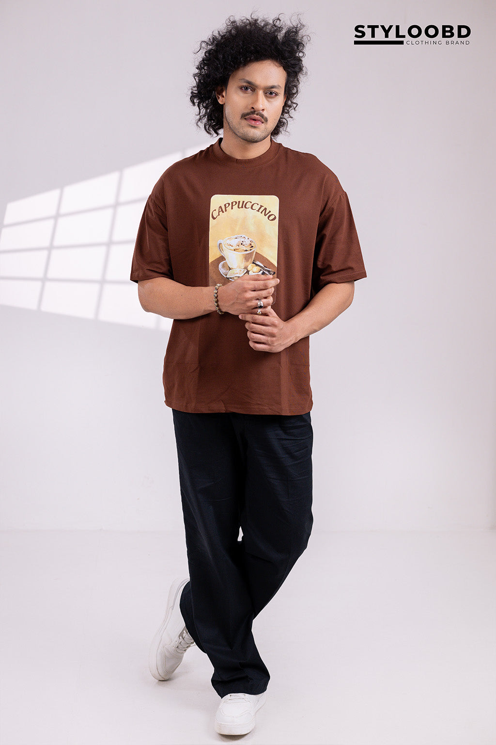 Oversized "Cappuccino Vibes – Coffee Lovers Graphic T-Shirt"