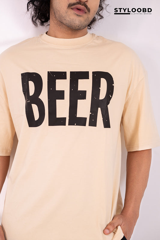 Premium Oversized Drop Shoulder T-Shirt – "BEER" Statement Tee