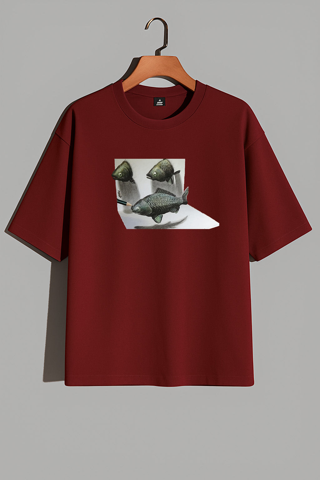 Premium 3D Illusion Fish Art Oversized Tee