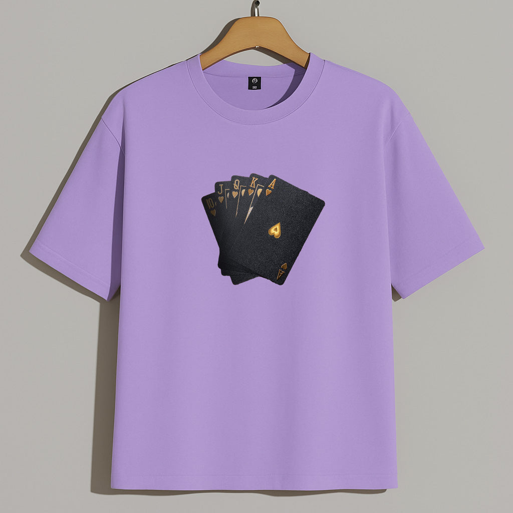 Premium Royal Flush Card Graphic Oversized Tee