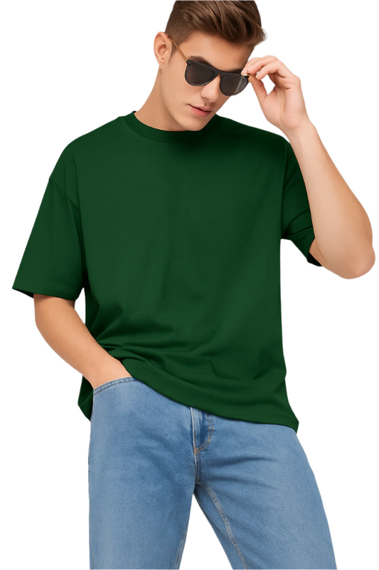 Minimalist Bottle Green Drop Shoulder Oversized T-Shirt – Unisex Streetwear