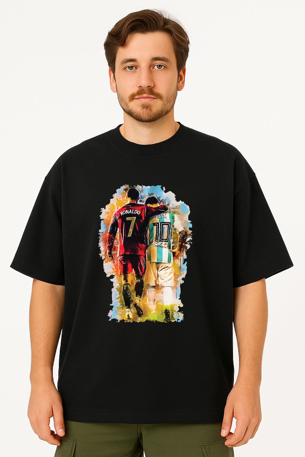 Oversized Unisex T-Shirt – Ronaldo & Messi Graphic Tee
