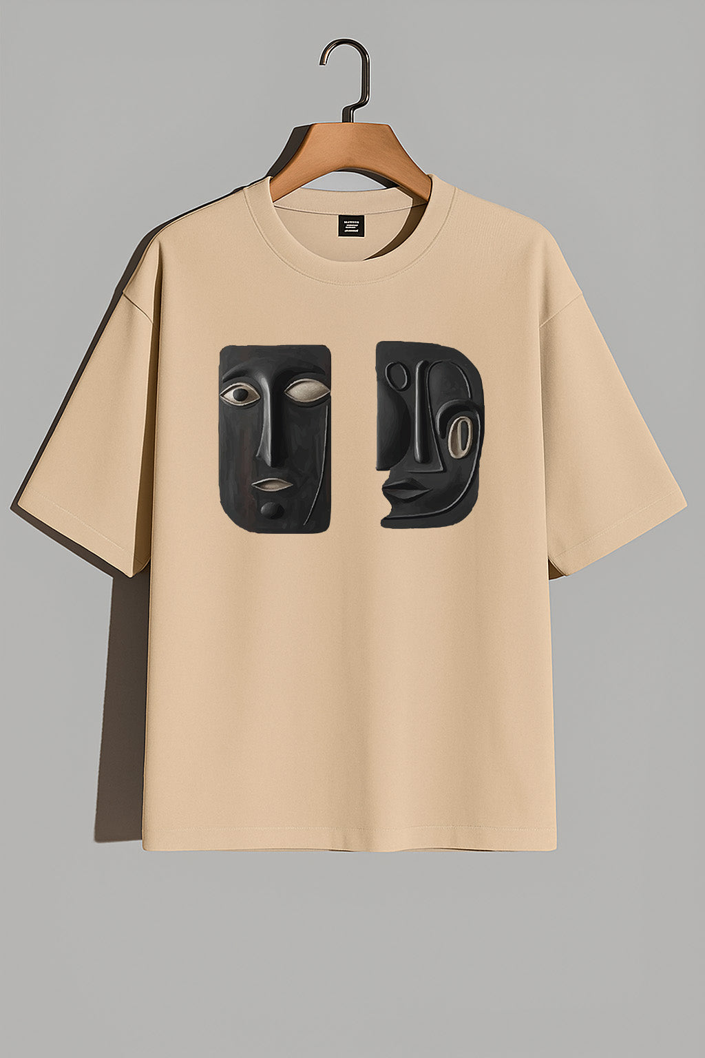 Premium Oversized Abstract Dual Mask Art T-Shirt
