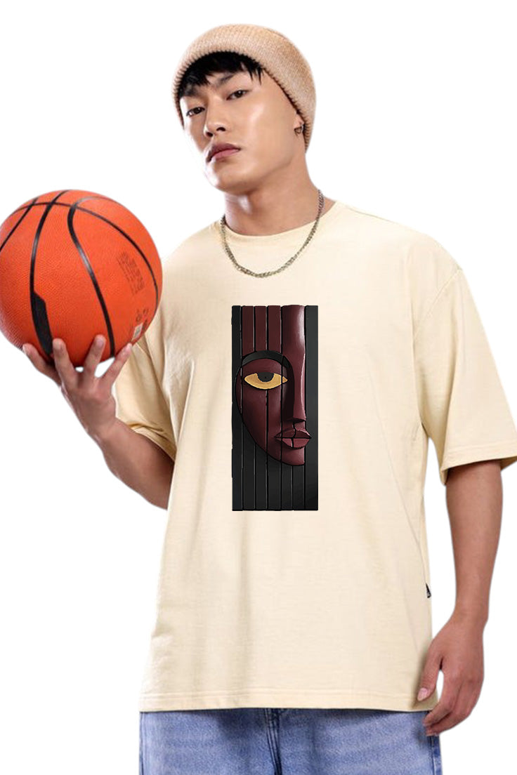 Premium Oversized Drop Shoulder T-Shirt β Abstract Face Art Design