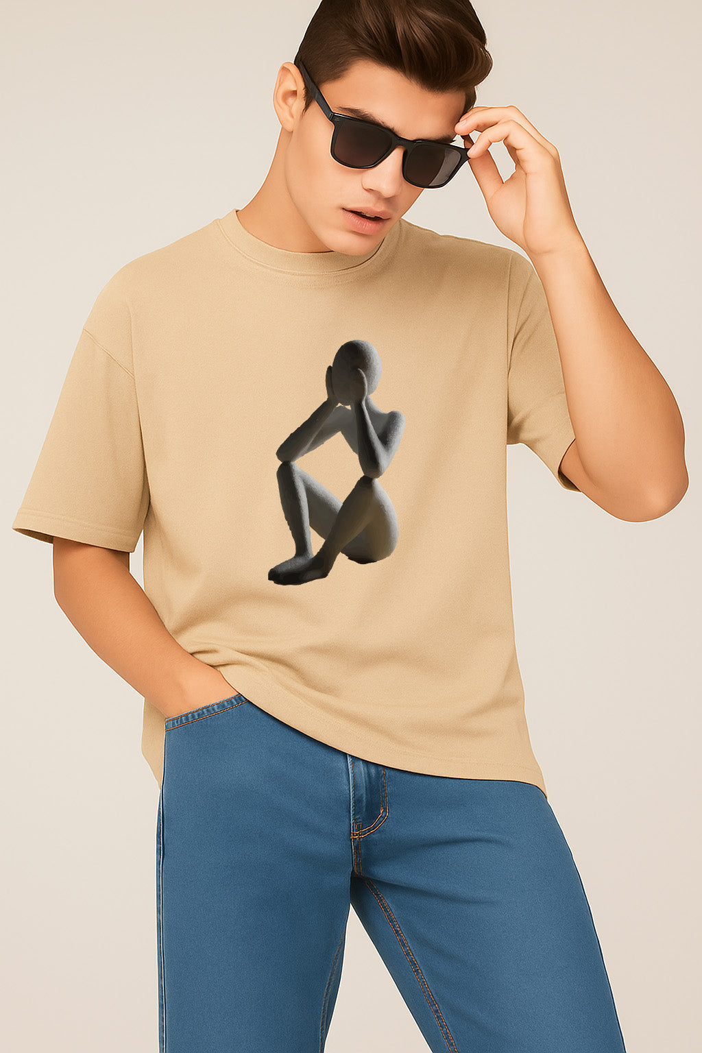 Premium Tee With Abstract Sitting Figure Print