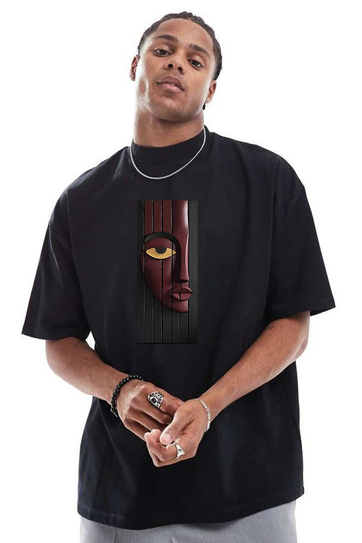 Premium Oversized Drop Shoulder T-Shirt β Abstract Face Art Design