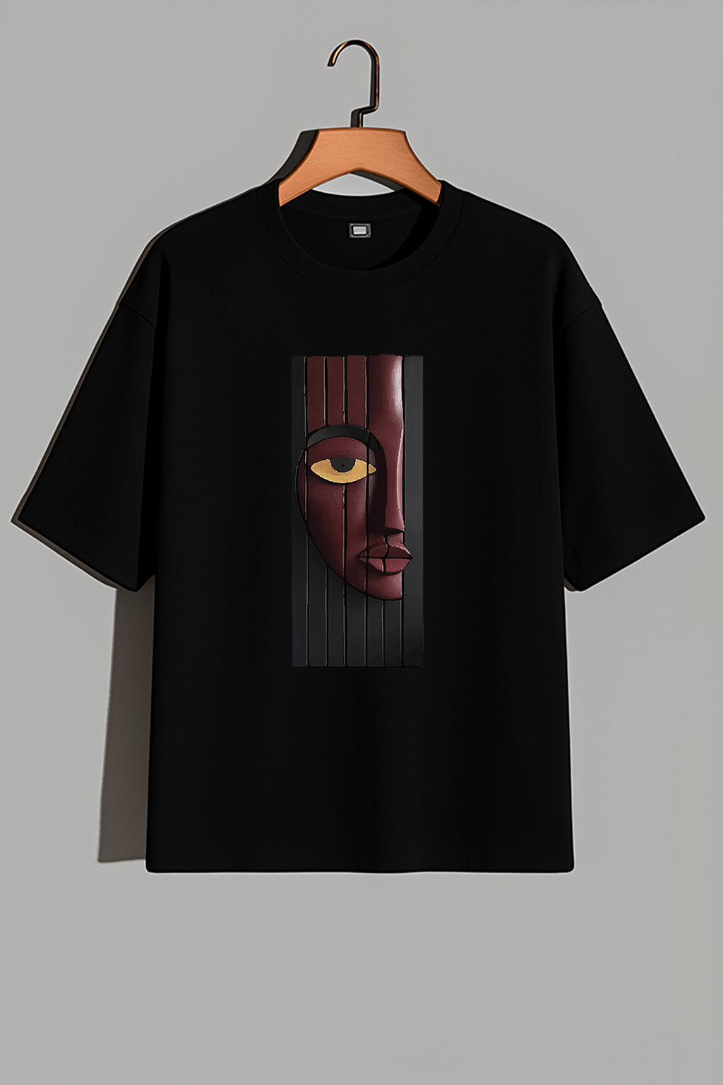 Premium Oversized Drop Shoulder T-Shirt β Abstract Face Art Design