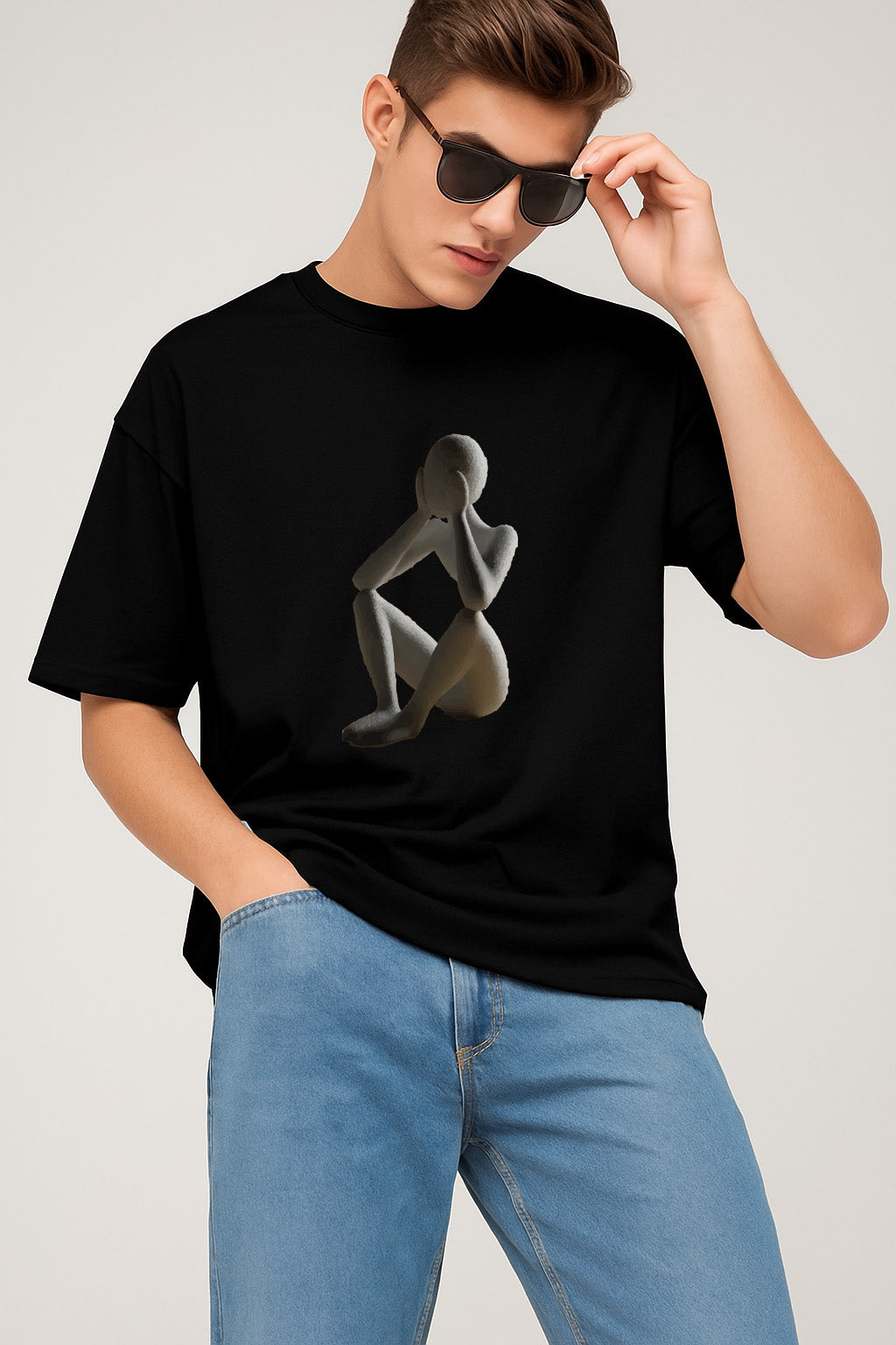 Premium Tee With Abstract Sitting Figure Print