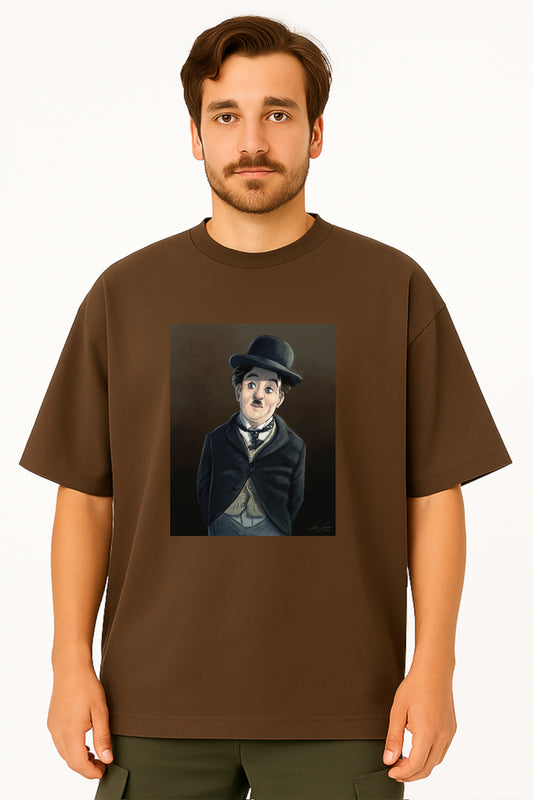 Charlie Chaplin Oversized Tee with Iconic Character Print