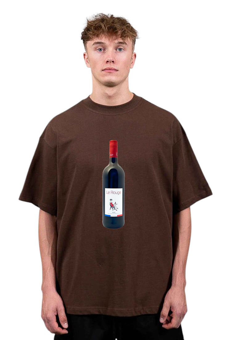 Premium Oversized T-Shirt with Red Wine Bottle Graphic Print