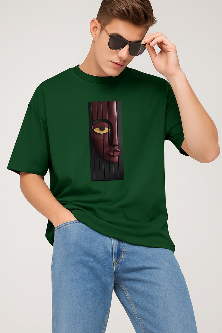 Premium Oversized Drop Shoulder T-Shirt β Abstract Face Art Design