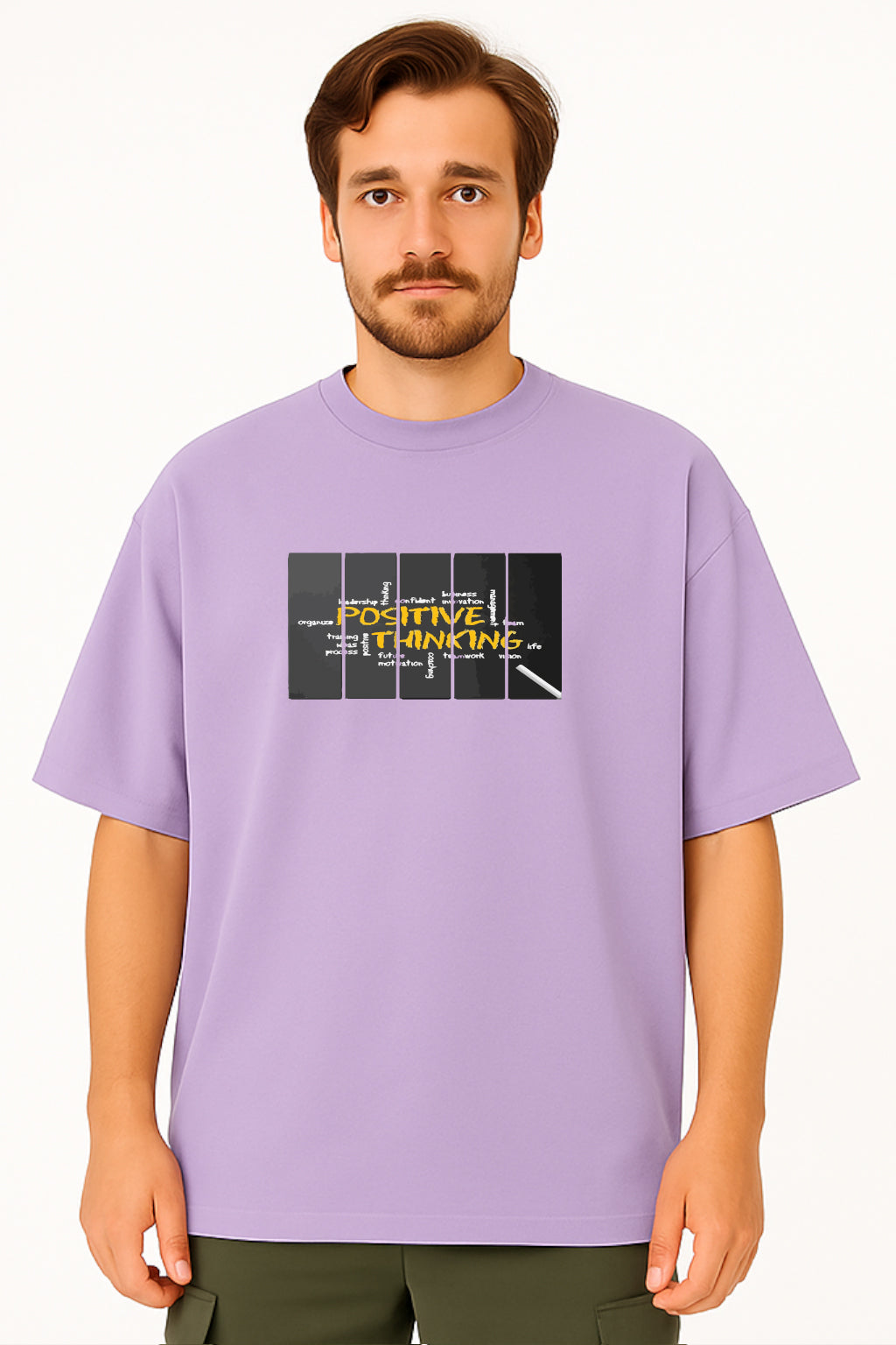 Oversized T-Shirt with "Positive Thinking" Graphic Print