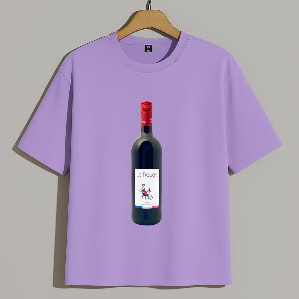 Premium Oversized T-Shirt with Red Wine Bottle Graphic Print