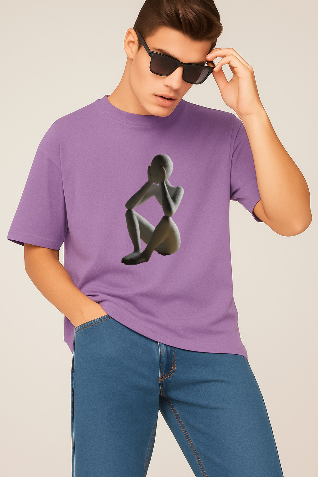 Premium Tee With Abstract Sitting Figure Print