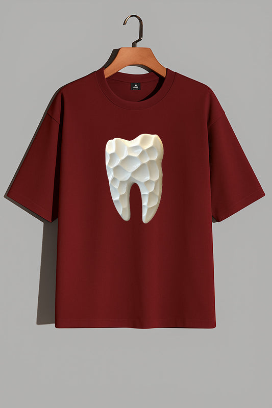 Premium Oversized T-Shirt with 3D Geometric Tooth Design – Modern Artistic Graphic Tee