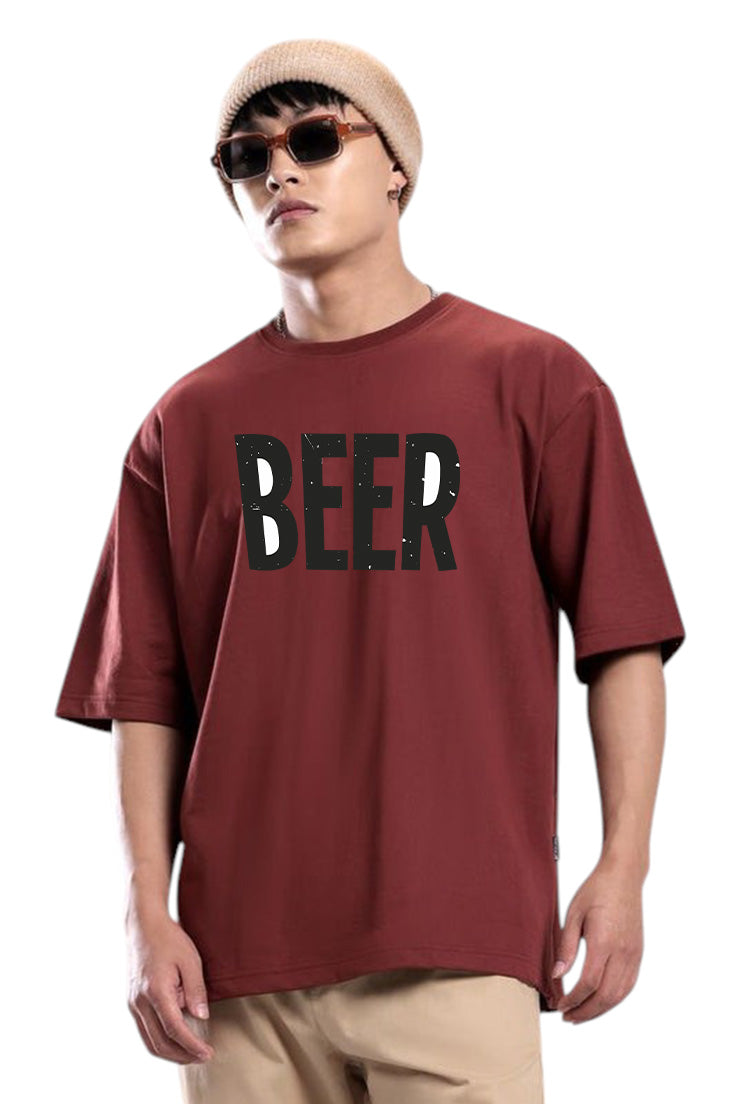 Premium Oversized Drop Shoulder T-Shirt β "BEER" Statement Tee