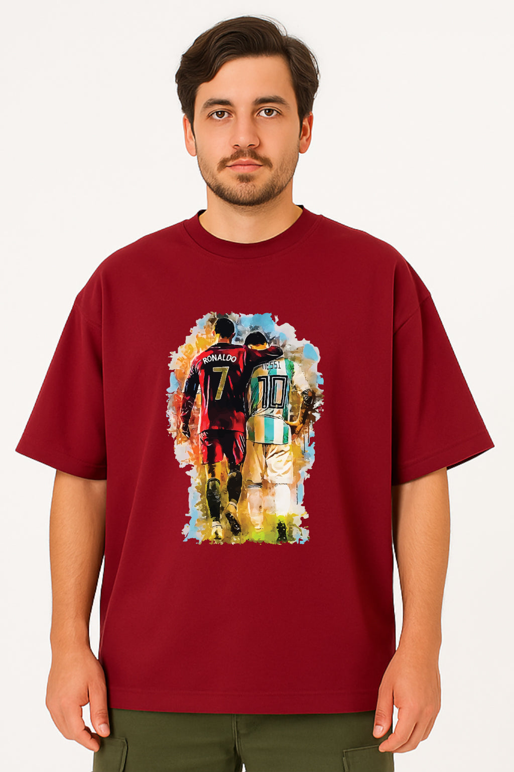 Oversized Unisex T-Shirt – Ronaldo & Messi Graphic Tee
