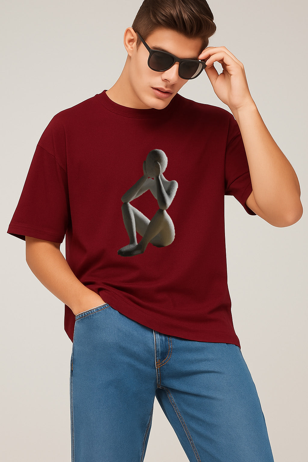 Premium Tee With Abstract Sitting Figure Print