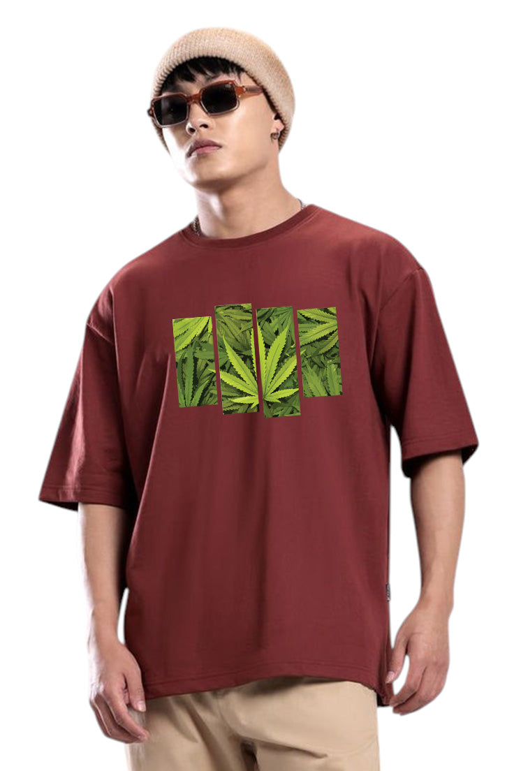 Premium Oversized Green Leaf Streetwear T-Shirt
