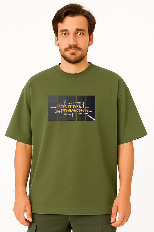 Oversized T-Shirt with "Positive Thinking" Graphic Print