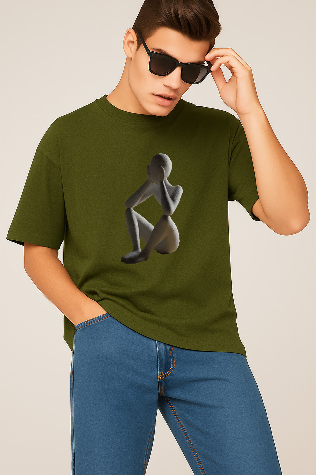 Premium Tee With Abstract Sitting Figure Print