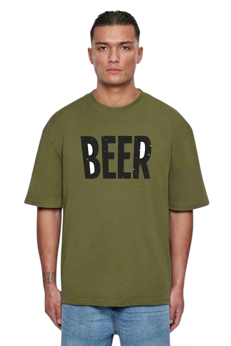 Premium Oversized Drop Shoulder T-Shirt β "BEER" Statement Tee