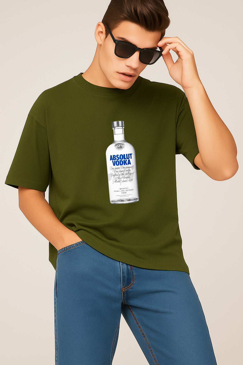 Premium Cool Graphic Tee with Absolut Vodka Print