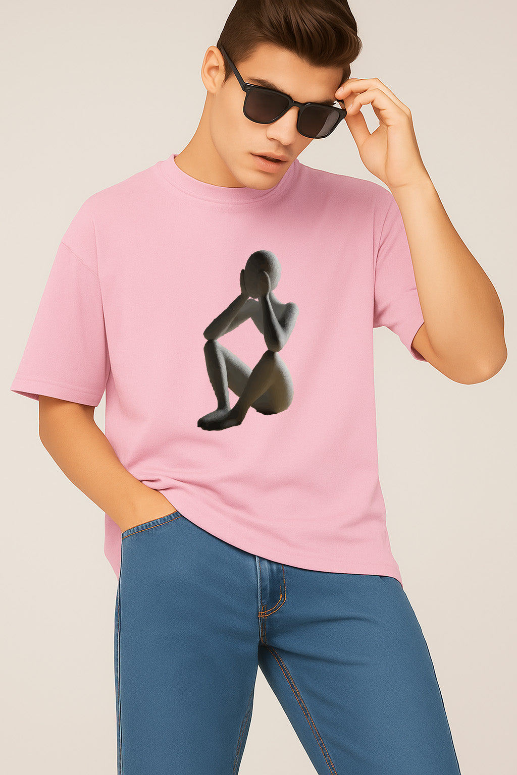 Premium Tee With Abstract Sitting Figure Print