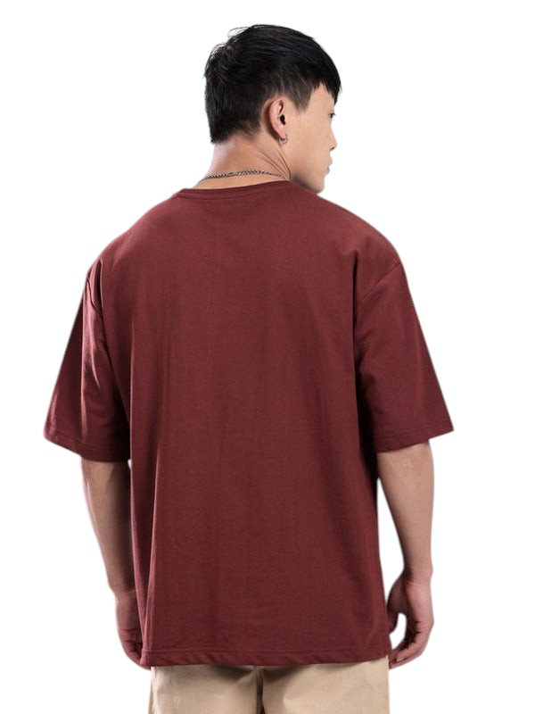Minimalist Maroon Drop Shoulder Oversized T-Shirt β Unisex Streetwear