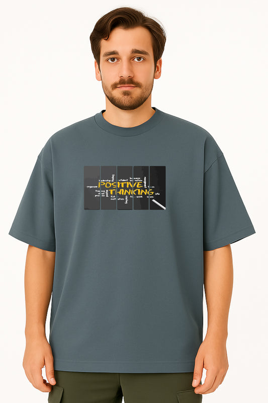 Oversized T-Shirt with "Positive Thinking" Graphic Print
