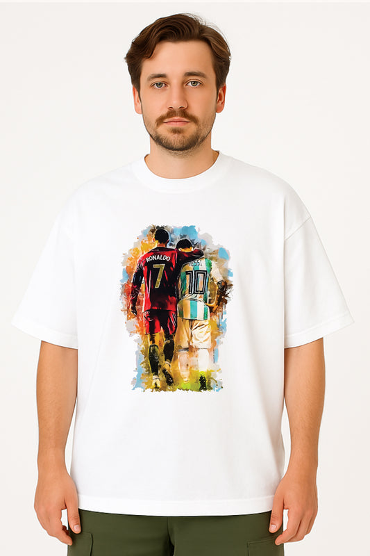 Oversized Unisex T-Shirt – Ronaldo & Messi Graphic Tee