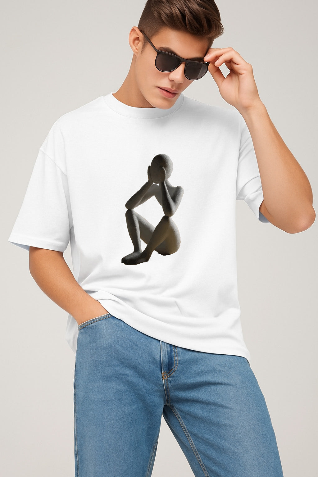 Premium Tee With Abstract Sitting Figure Print