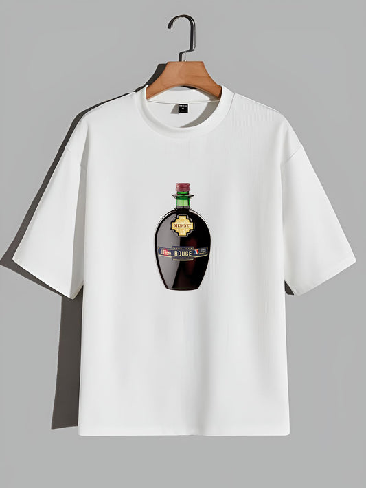 Premium Vintage Vibes Wine Bottle Graphic Tee – Forest Green Edition