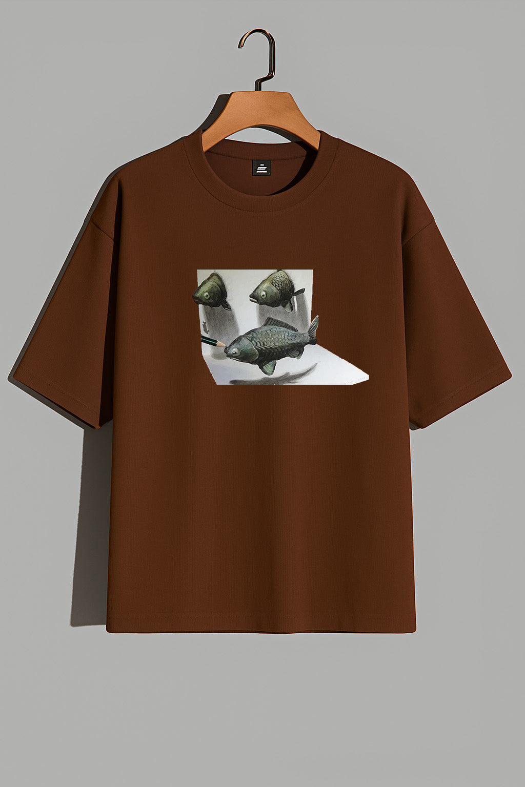 Premium 3D Illusion Fish Art Oversized Tee