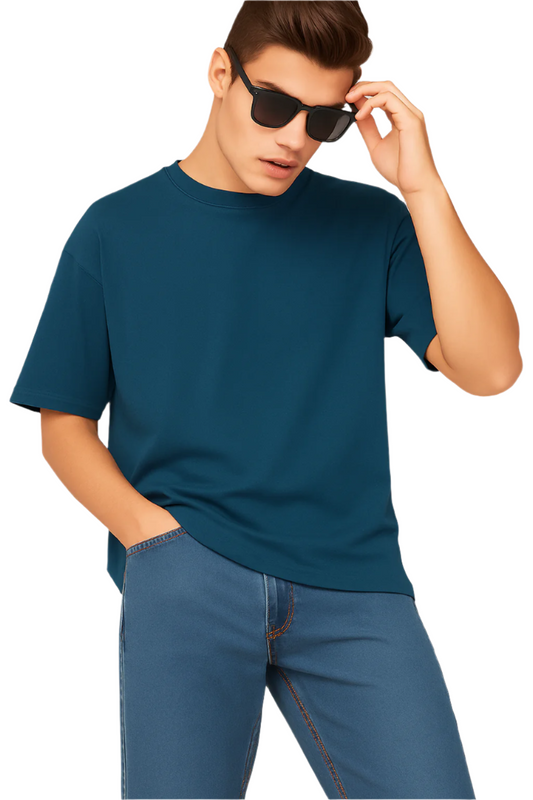 Minimalist Petrol Drop Shoulder Oversized T-Shirt – Unisex Streetwear