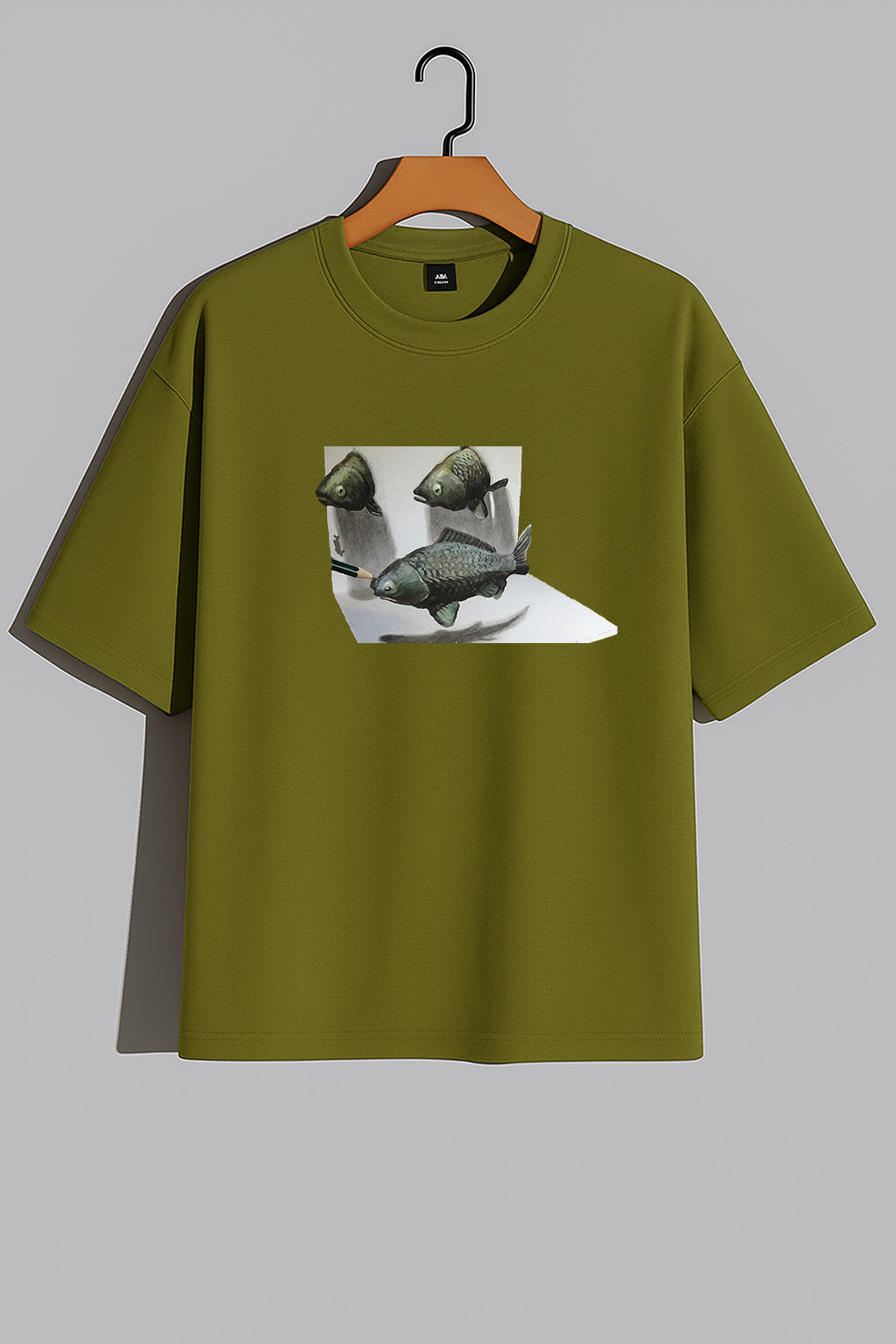 Premium 3D Illusion Fish Art Oversized Tee