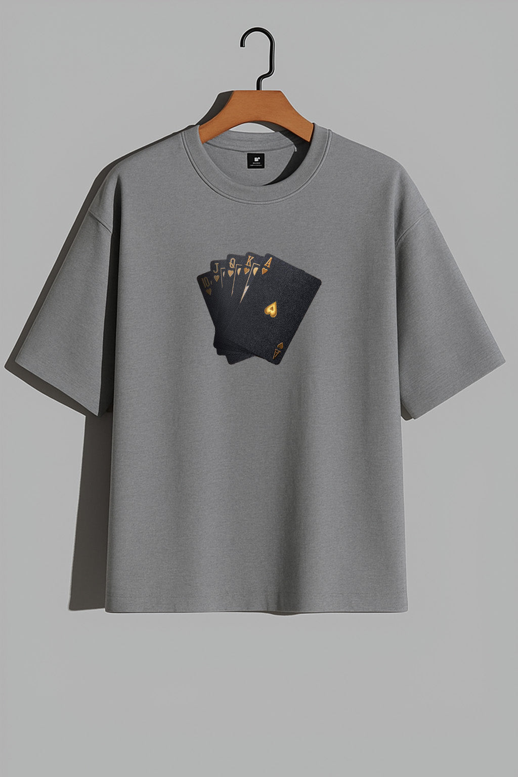 Premium Royal Flush Card Graphic Oversized Tee