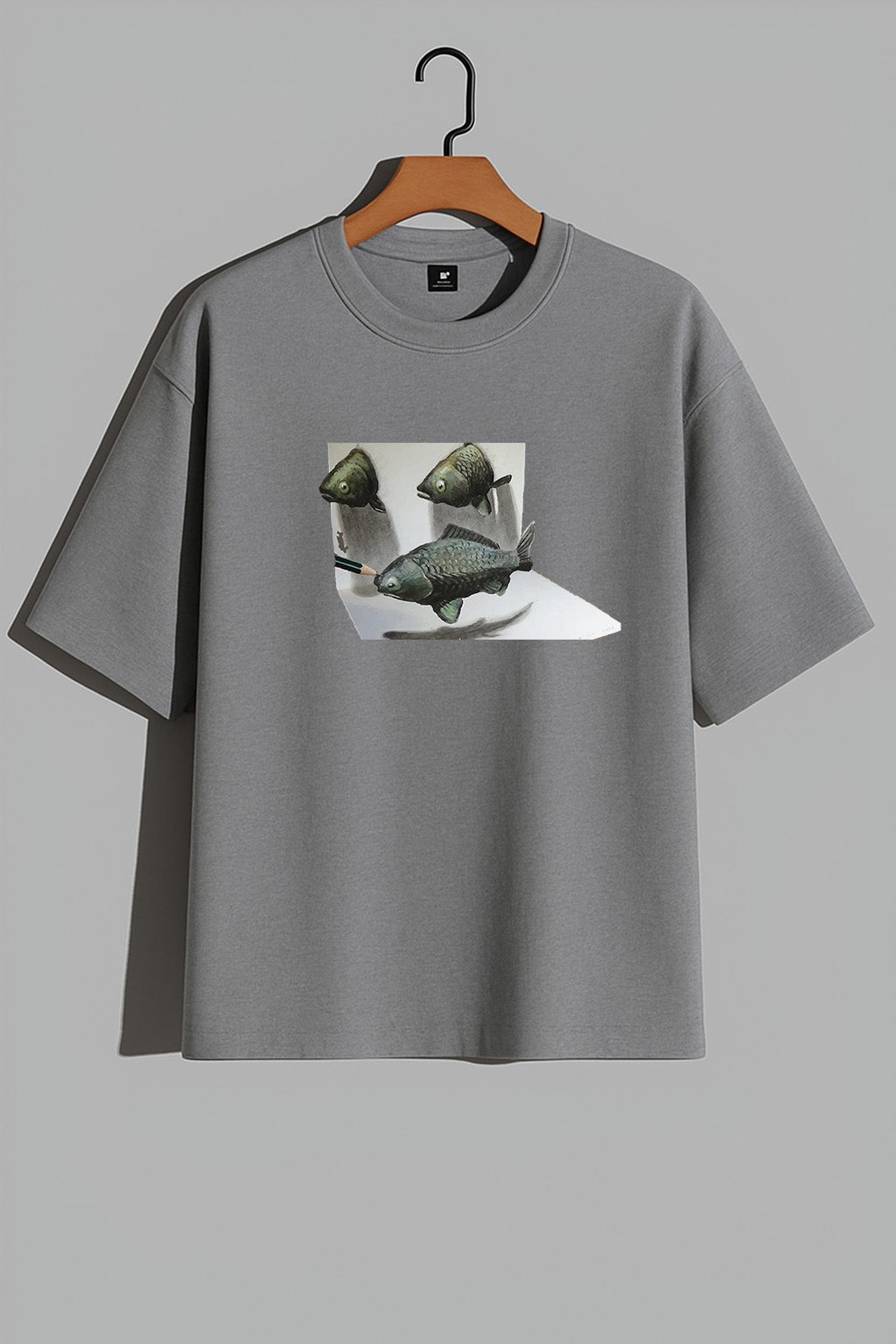 Premium 3D Illusion Fish Art Oversized Tee