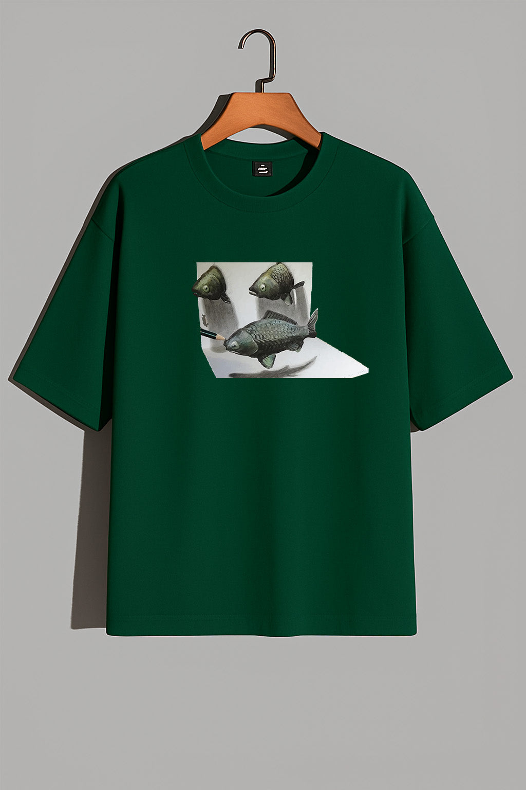 Premium 3D Illusion Fish Art Oversized Tee