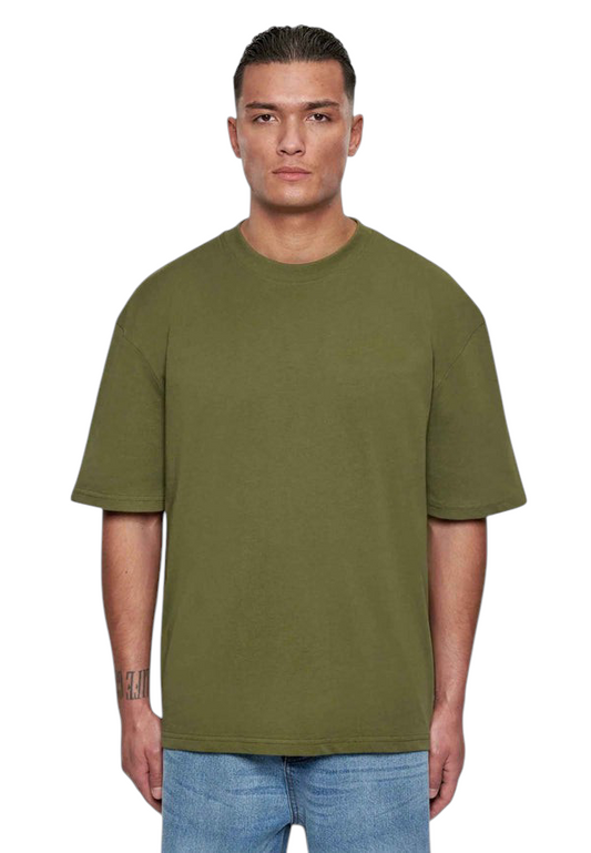Minimalist Olive Drop Shoulder Oversized T-Shirt – Unisex Streetwear