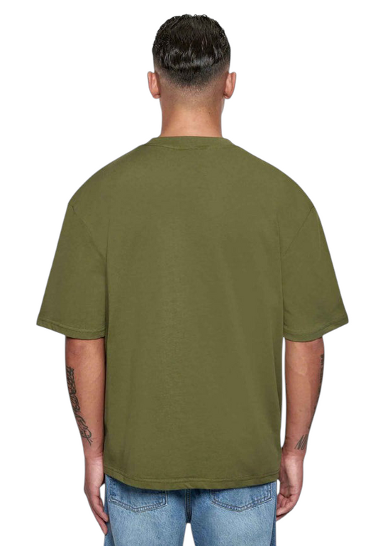 Minimalist Olive Drop Shoulder Oversized T-Shirt – Unisex Streetwear