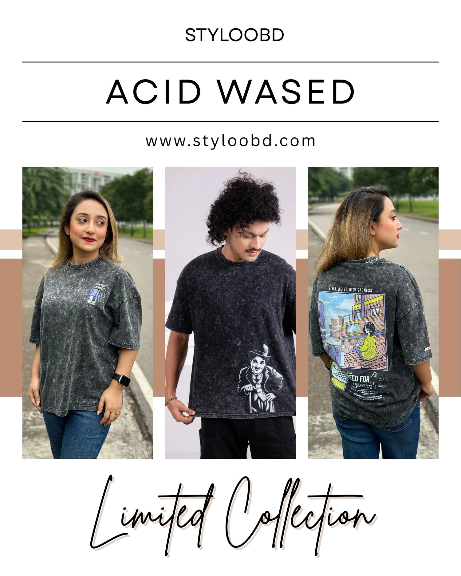 Acid Wased Oversized T-Shirt (Drop Sholder)