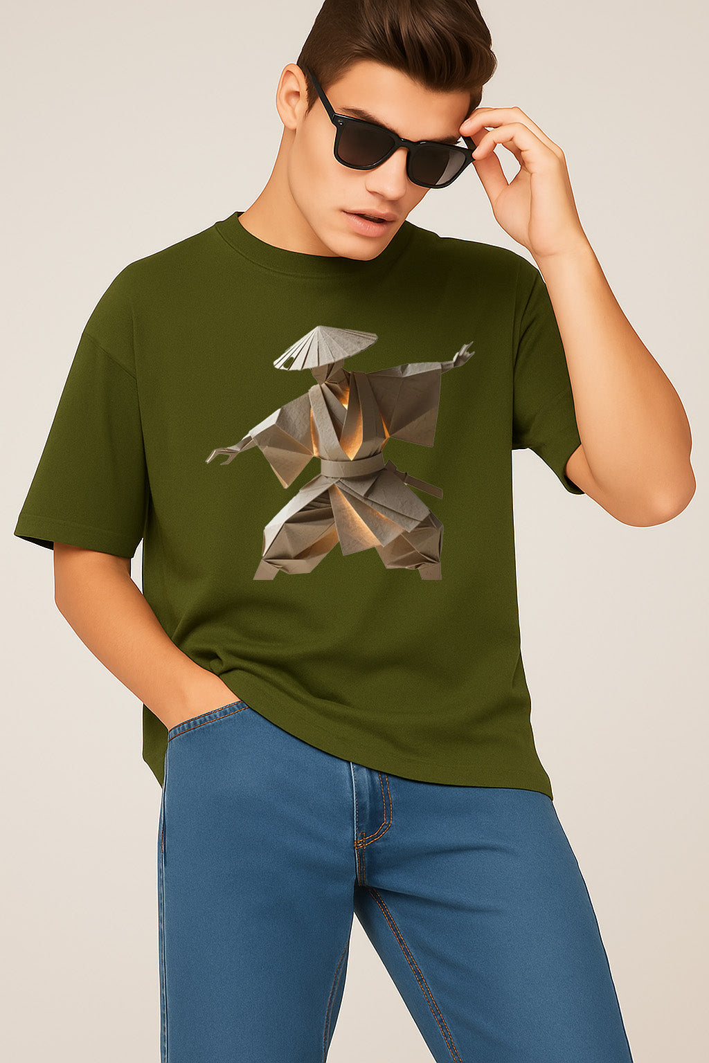Premium Samurai Origami Graphic Tee – Japanese-Inspired Streetwear T-Shirt