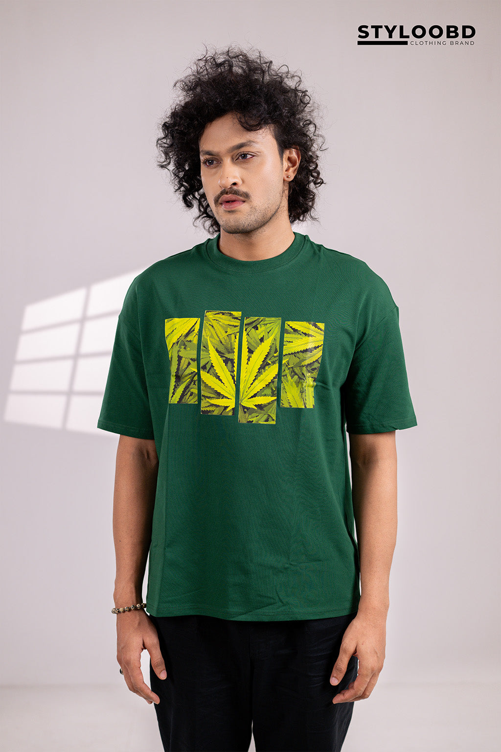 Premium Oversized Green Leaf Streetwear T-Shirt