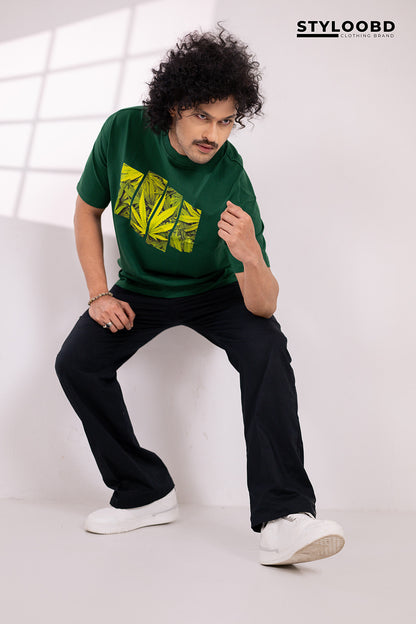 Premium Oversized Green Leaf Streetwear T-Shirt