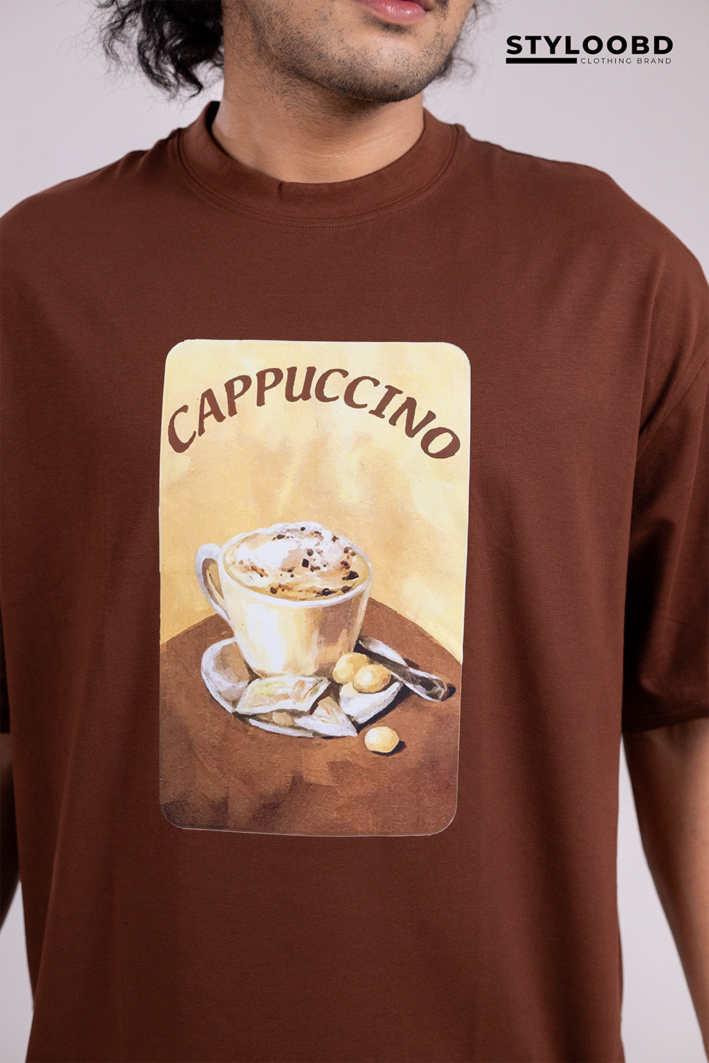 Oversized "Cappuccino Vibes – Coffee Lovers Graphic T-Shirt"