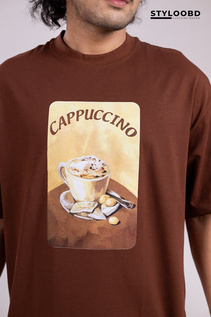 Oversized "Cappuccino Vibes – Coffee Lovers Graphic T-Shirt"