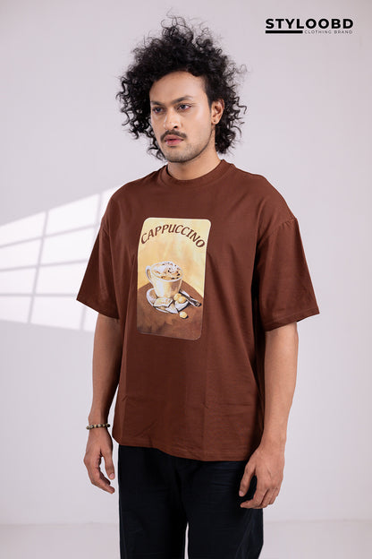 Oversized "Cappuccino Vibes – Coffee Lovers Graphic T-Shirt"